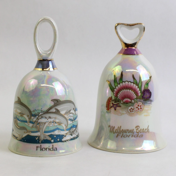 Lot of 2 Florida United States Porcelain Souvenir Bells
