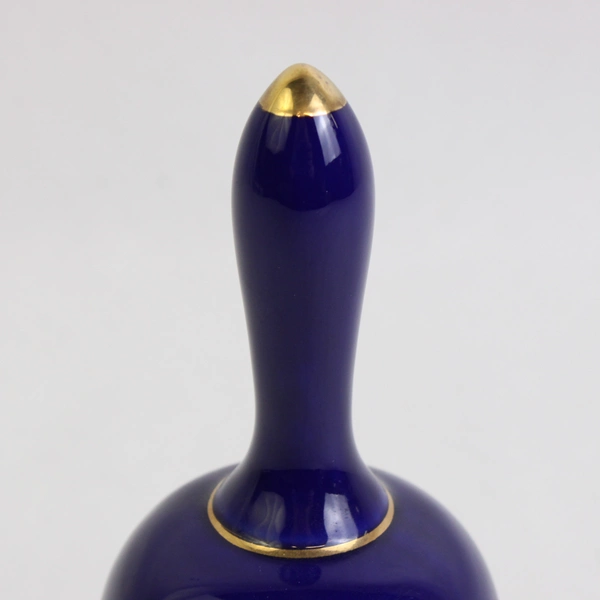 Vintage Cobalt Blue Porcelain Bell with Pheasant/Peacock Design 5"