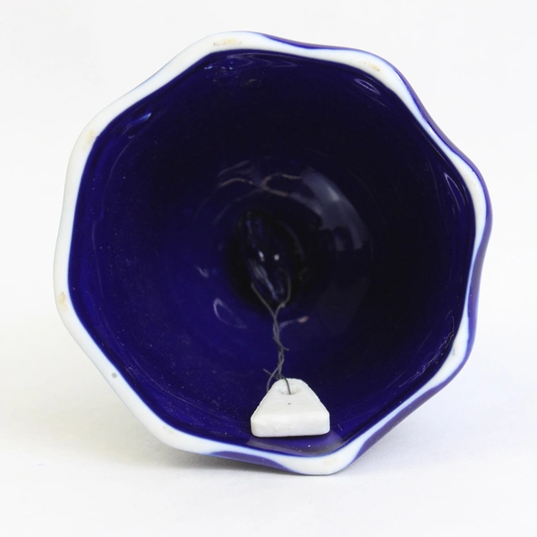 Vintage Cobalt Blue Porcelain Bell with Pheasant/Peacock Design 5"