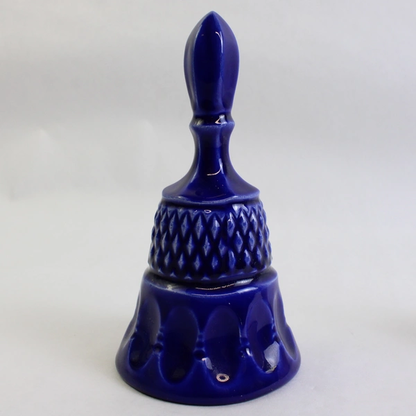 Lot of 2 Unmarked Decorative Porcelain Bells Cobalt Blue and White