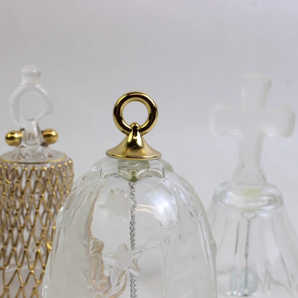Lot of 3 Clear Glass Bells Decorative Christmas Holiday Collectibles