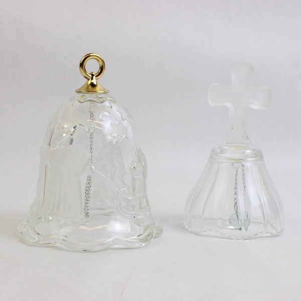 Lot of 3 Clear Glass Bells Decorative Christmas Holiday Collectibles
