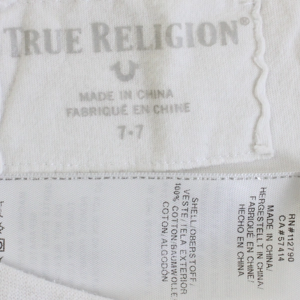 True Religion Children's White Color 'Patch Rebel' T-Shirt Size Youth 7-7