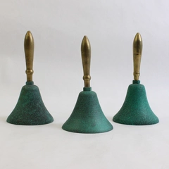 Set of 3 Green Distressed Metal Decorative Bells 6"