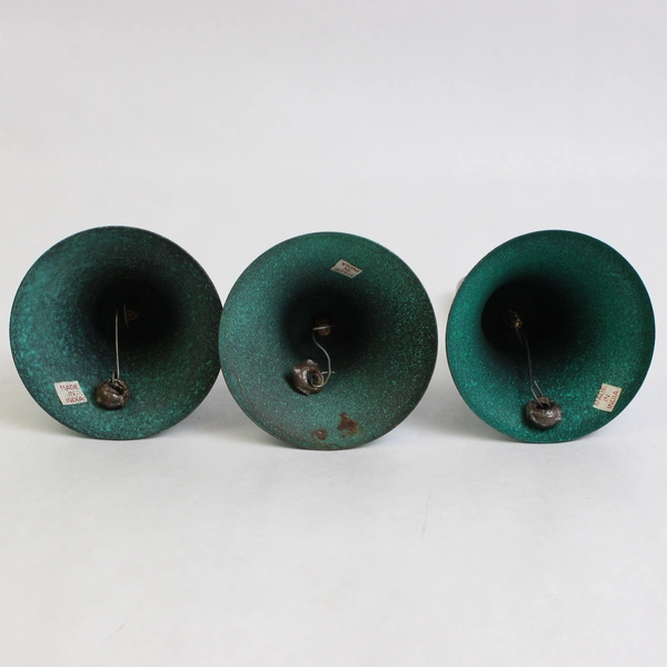 Set of 3 Green Distressed Metal Decorative Bells 6"