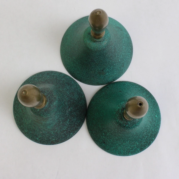 Set of 3 Green Distressed Metal Decorative Bells 6"
