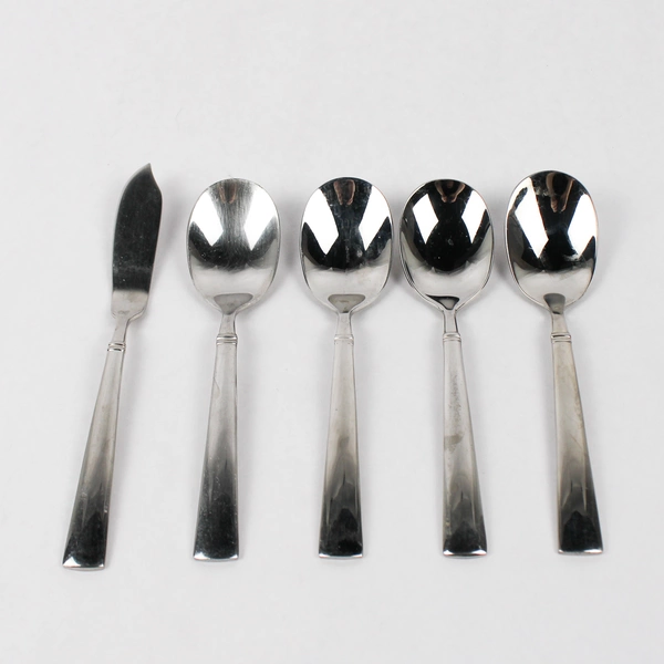 Lot Of 5 Reed & Barton Perspective Flatware 4 Sugar Spoons & 1 Butter Knife