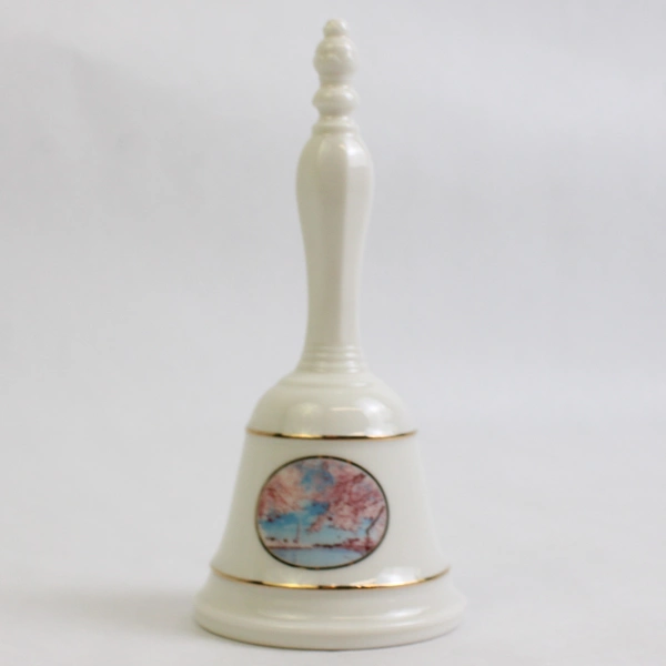 Smithsonian Institution White with Gold Trim Porcelain Souvenir Bell 5"
