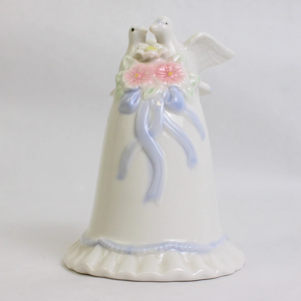 Vintage K's Collection Porcelain Bell Dove and Floral Motifs 5"