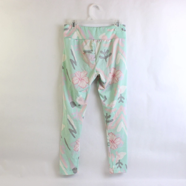 Hurley Pastel Blue/Pink/White Floral Girls Leggings Size Medium 10-12 Years