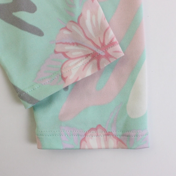 Hurley Pastel Blue/Pink/White Floral Girls Leggings Size Medium 10-12 Years