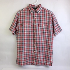 Croft & Barrow Red Blue & Gray Plaid Short-Sleeve Button-Up Men's Size Small