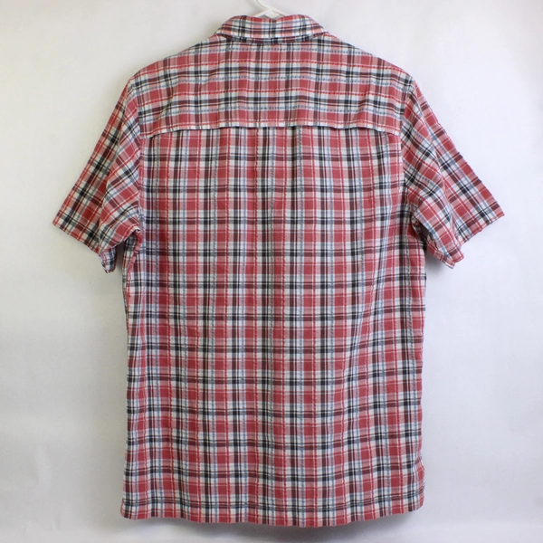 Croft & Barrow Red Blue & Gray Plaid Short-Sleeve Button-Up Men's Size Small