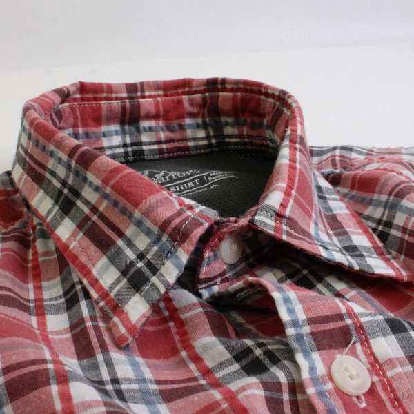 Croft & Barrow Red Blue & Gray Plaid Short-Sleeve Button-Up Men's Size Small