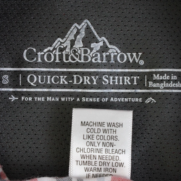 Croft & Barrow Red Blue & Gray Plaid Short-Sleeve Button-Up Men's Size Small