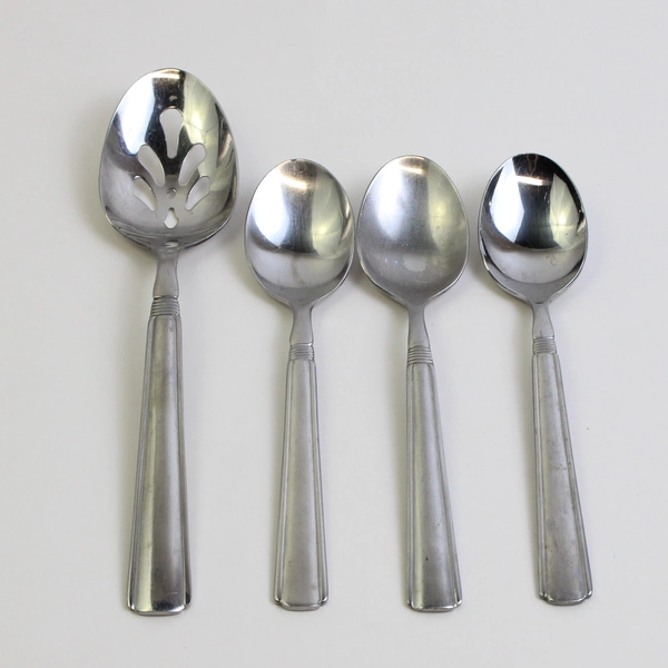 Lot Of 4 Pfaltzgraff Kenilworth (Stainless) Flatware Serving Spoon 3 Soup Spoons