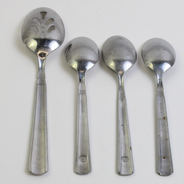 Lot Of 4 Pfaltzgraff Kenilworth (Stainless) Flatware Serving Spoon 3 Soup Spoons