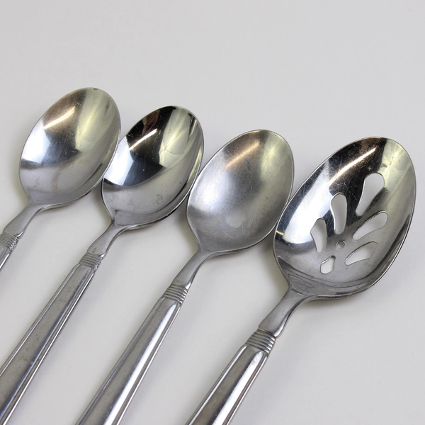 Lot Of 4 Pfaltzgraff Kenilworth (Stainless) Flatware Serving Spoon 3 Soup Spoons