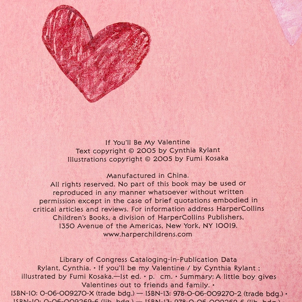 If You'll Be My Valentine by Cynthia Rylant 2005 Paperback