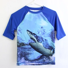 Wonder Nation Boys Shark Graphic Swim Shirt Rash Guard Size L/G 10-12