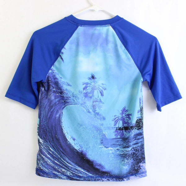 Wonder Nation Boys Shark Graphic Swim Shirt Rash Guard Size L/G 10-12