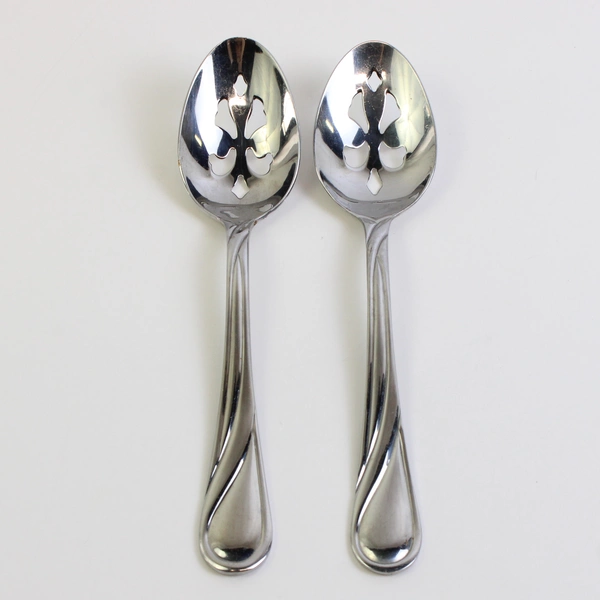 Lot Of 2 Pfaltzgraff Glennbrook (Stainless) Flatware Slotted Serving Spoons