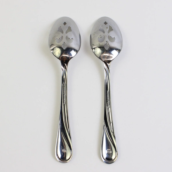Lot Of 2 Pfaltzgraff Glennbrook (Stainless) Flatware Slotted Serving Spoons