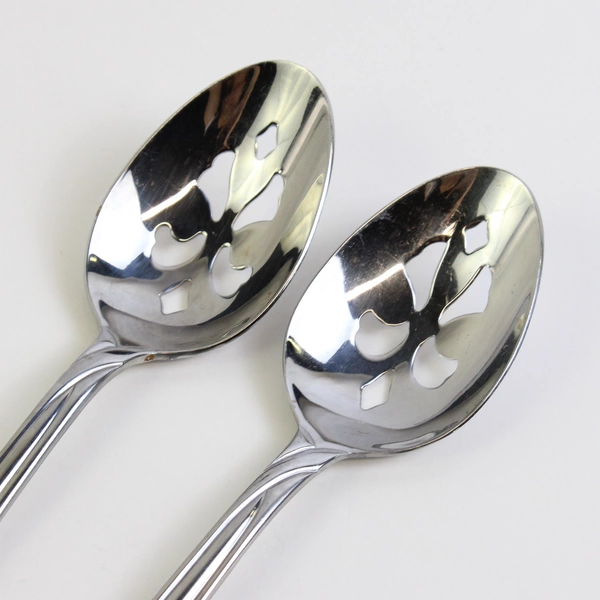 Lot Of 2 Pfaltzgraff Glennbrook (Stainless) Flatware Slotted Serving Spoons