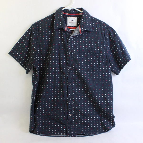 Cactus Menswear Slim Fit Playing Card Suit Pattern Button-Up Men's Large