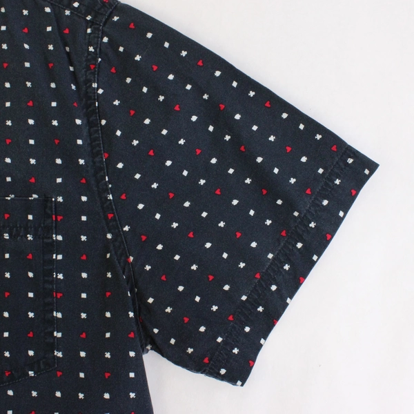 Cactus Menswear Slim Fit Playing Card Suit Pattern Button-Up Men's Large