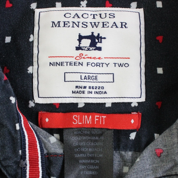 Cactus Menswear Slim Fit Playing Card Suit Pattern Button-Up Men's Large