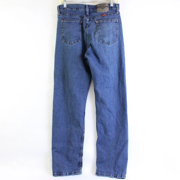 Wrangler Solid Blue Denim Straight Leg Jeans Men's Size 30 x 32