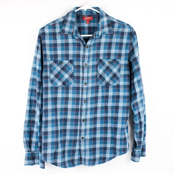 Arizona Jean Co. Blue and Pink Plaid Button-Up Men's Size Medium