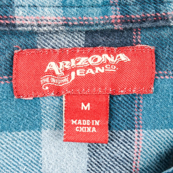 Arizona Jean Co. Blue and Pink Plaid Button-Up Men's Size Medium