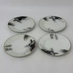 Set of 4 Vintage Fukagawa Arita Landscape Bread Plates