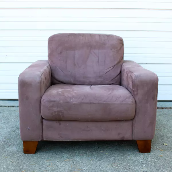 Caramel Maroon Suede Upholstered Cube Chair 