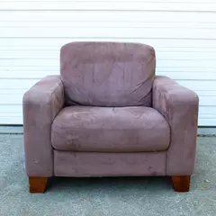 Caramel Maroon Suede Upholstered Cube Chair 