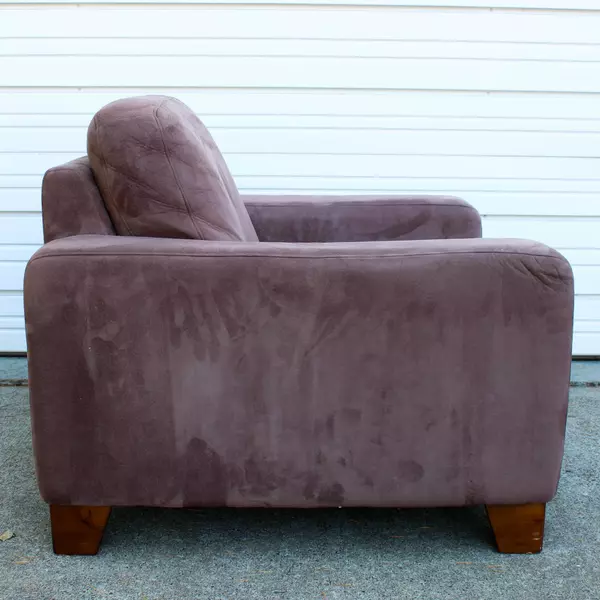 Caramel Maroon Suede Upholstered Cube Chair 