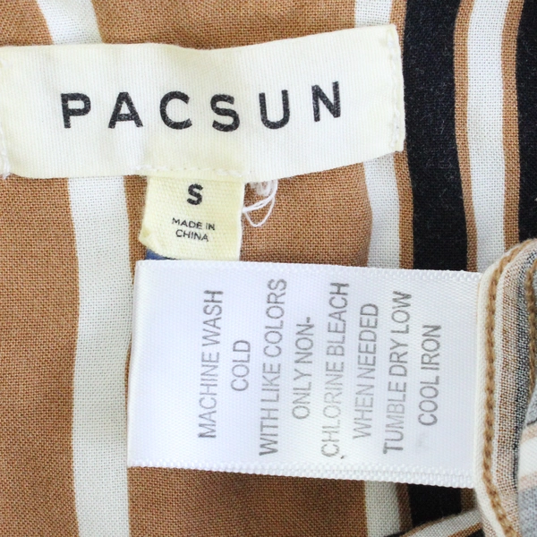 Pacsun Brown Black & White Striped Short-Sleeve Button-Up Men's Size Small