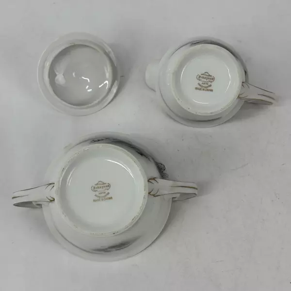 Vintage Fukagawa Arita Landscape Creamer and Sugar Bowl With Lid