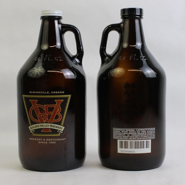 Lot of 2 64 fl oz Brown Glass Growler Bottles Empty