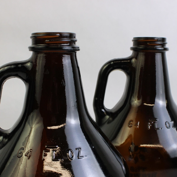 Lot of 2 64 fl oz Brown Glass Growler Bottles Empty