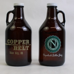 Lot of 2 32 fl oz Brown Glass Growlers Oregon Breweries