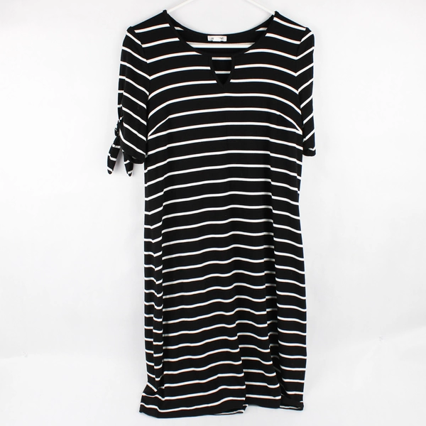 Westport Black/White Striped Long Sleeve Dress Size S