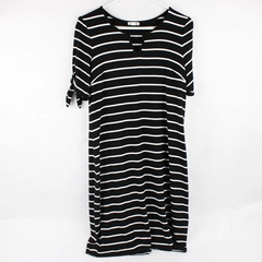 Westport Black/White Striped Long Sleeve Dress Size S