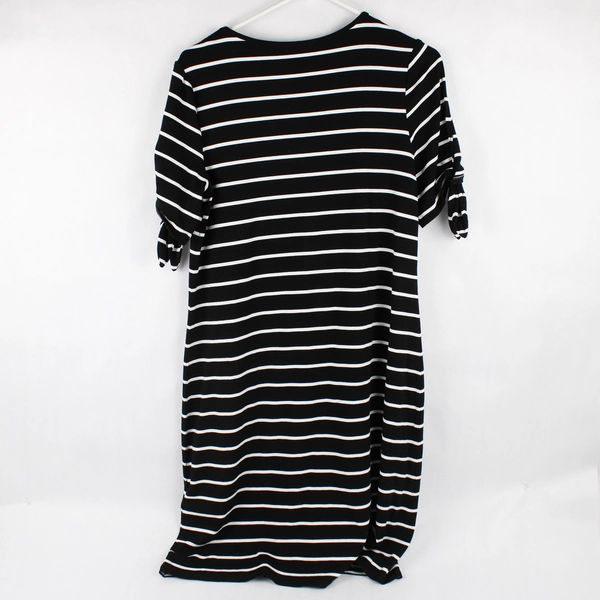 Westport Black/White Striped Long Sleeve Dress Size S