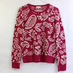 LOFT Outlet Women's Pink Button Up Paisley Cardigan Sweater Size Medium
