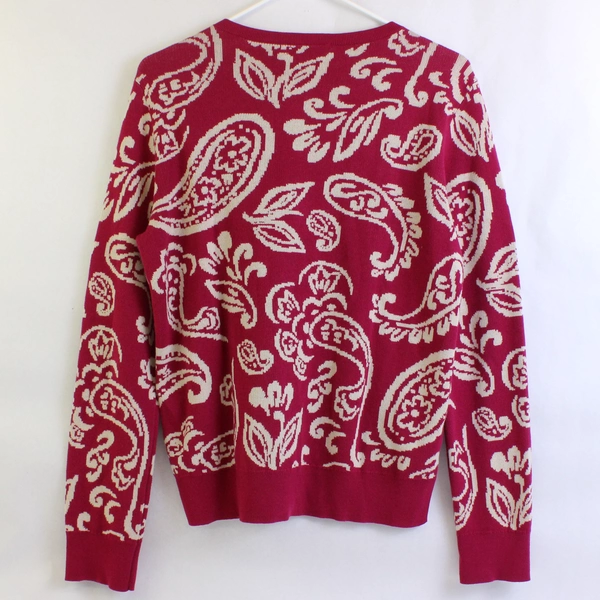 LOFT Outlet Women's Pink Button Up Paisley Cardigan Sweater Size Medium