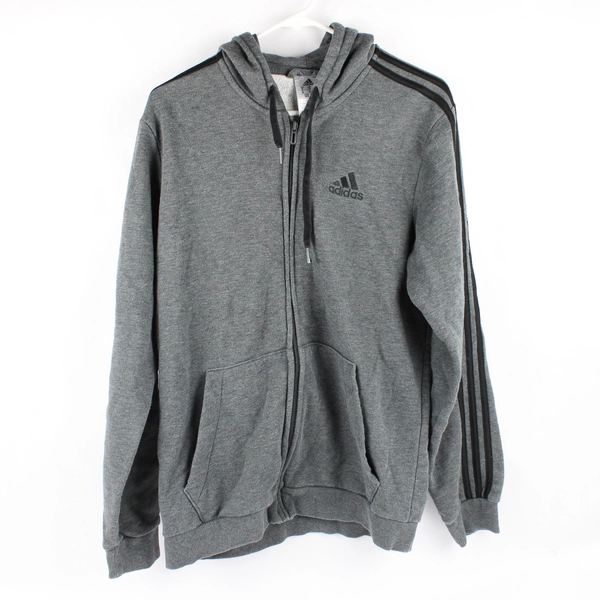 adidas Men's Solid Dark Gray Hooded Zip Up Jacket Size Medium