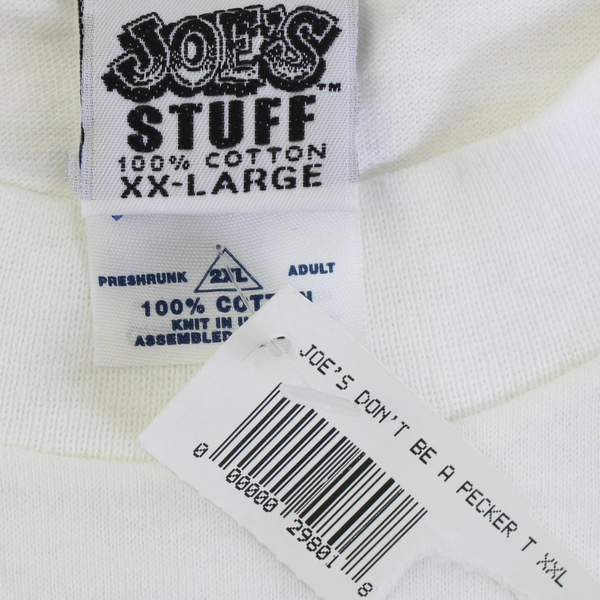 Joes Stuff White "Dont be a Pecker" Joes Crab Shack Graphic T-Shirt Size XXL